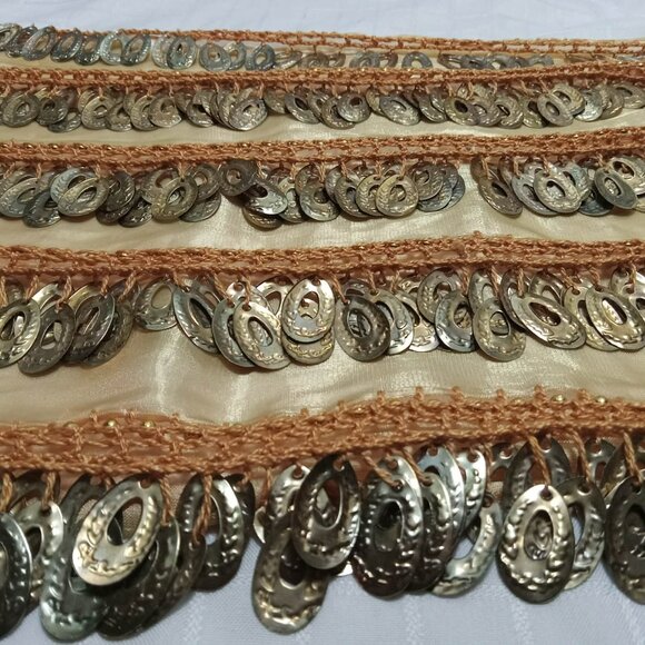 Pretty handmade belly dance skirt orange-beige - Picture 3 of 4